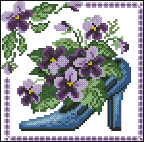 Violets in a Blue Shoe