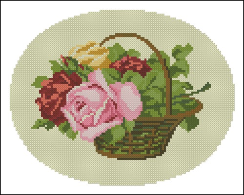 Basket of Colorful Roses