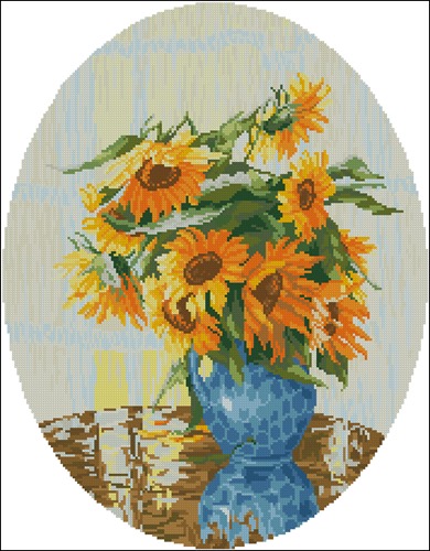 2708 Sunflowers in Blue Vase