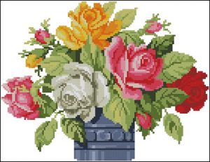 Vase with Brightly Coloured Rose Vase with Brightly Coloured Rose