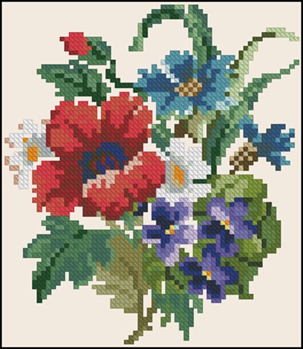 Cornflowers with Poppies