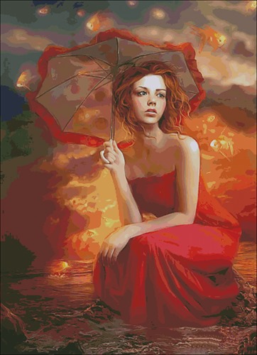 Woman with Red Umbrella