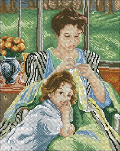 Mother and Daughter Sewing