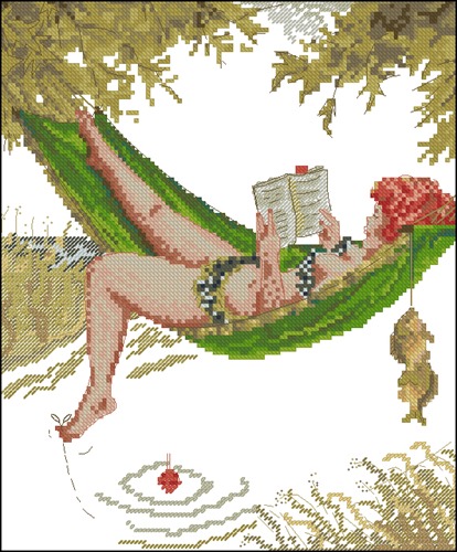 Hilda Fishing in a Hammock