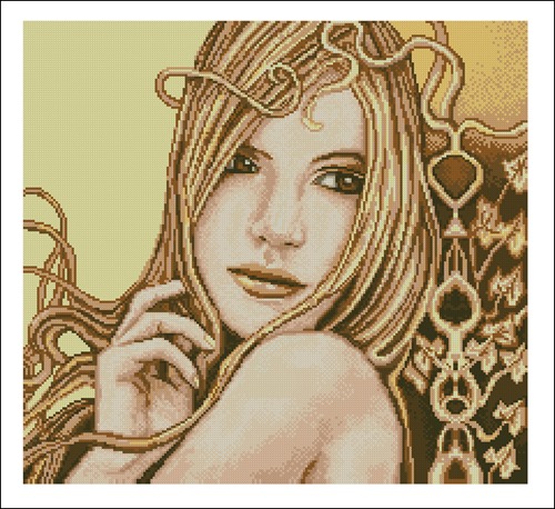 Art Nouveau Lady with Flowing Hair