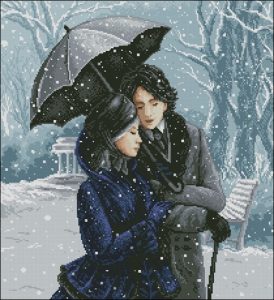 Couple in the Snowy Park Couple in the Snowy Park