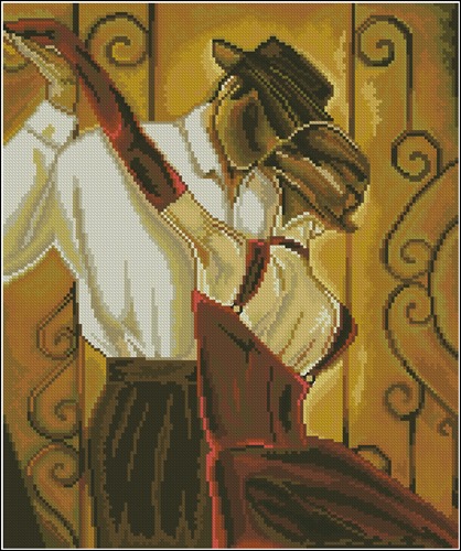 Couple Dancing Tango in Red