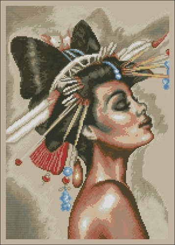 Lady with Butterfly Headdress