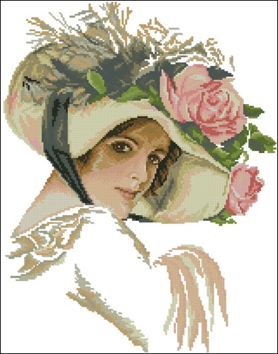Lady in an Elegant Rose Hat