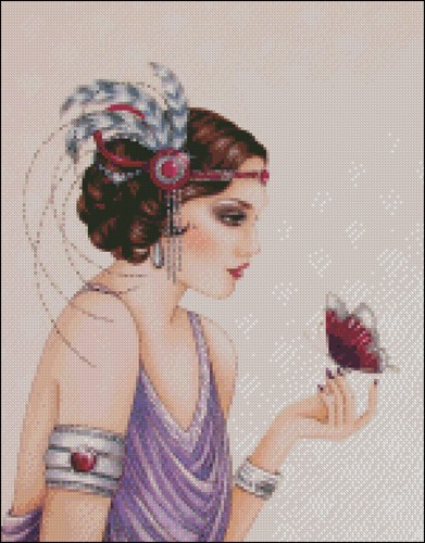 Retro Lady with Butterfly