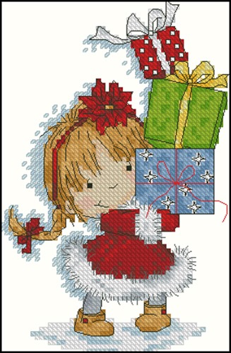 Little Girl with Christmas Gifts