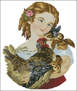 Little girl with chicks