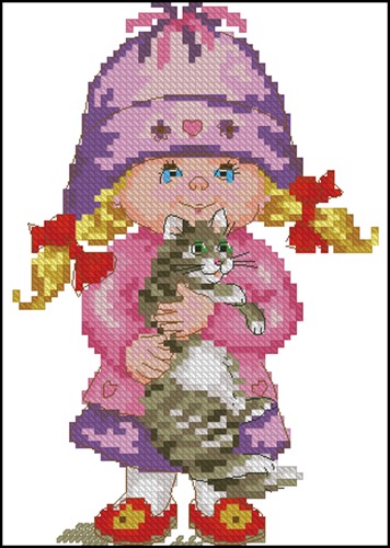 Girl in Pink Hat with Cat