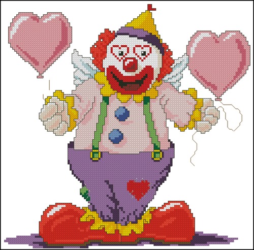 Clown with Heart Balloons