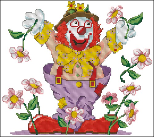 Cheerful Clown With Flowers