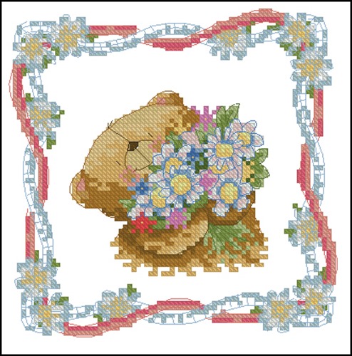 Teddy Bear with Flower Bouquet