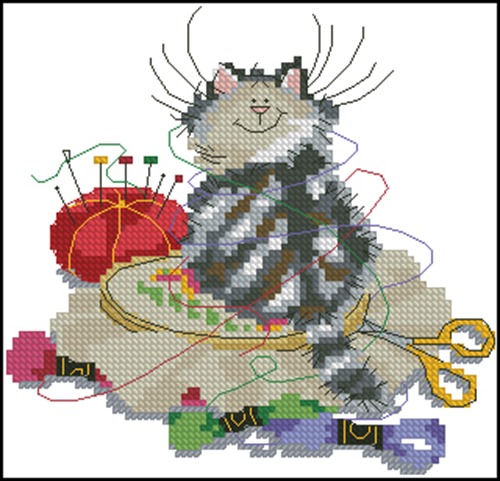 Handy Cat with Sewing Kit
