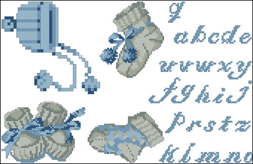 Baby Bonnet, Mittens and Booties