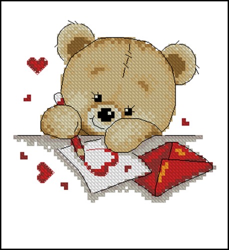 Teddy Bear Writing a Love Letter