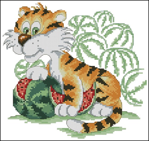Tiger Cub with Watermelon