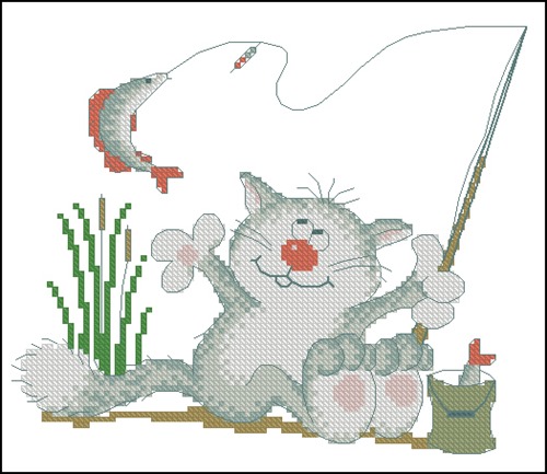 Cat Catching a Fish