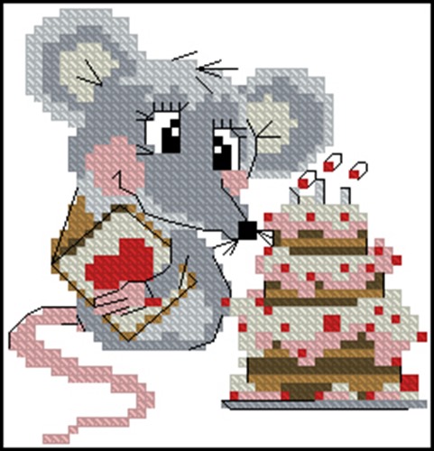 Mouse with a Birthday Cake