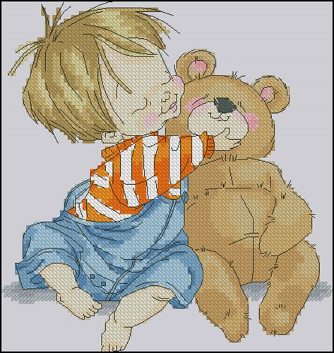 Boy Hugging His Teddy Bear