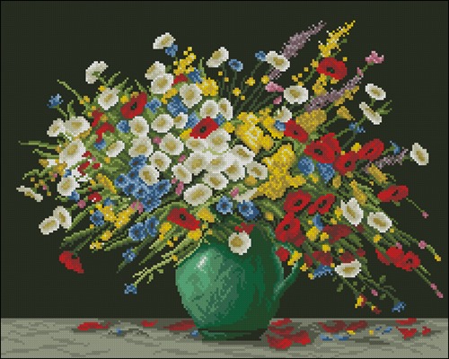 Wildflower Bouquet in Green Jug