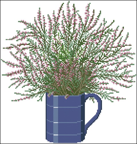 Heather Sprigs in a Blue Mug