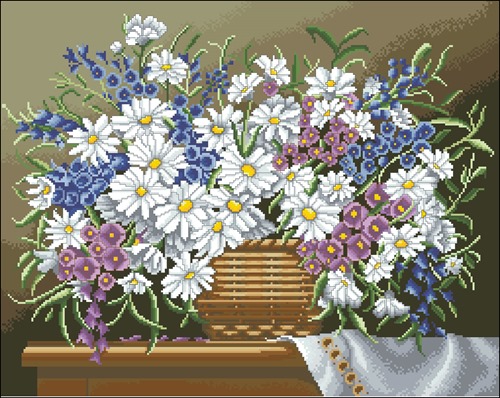 Daisies and Bellflowers Basket