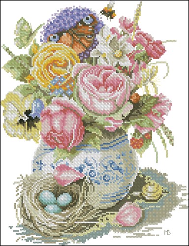 Roses and Delft Vase