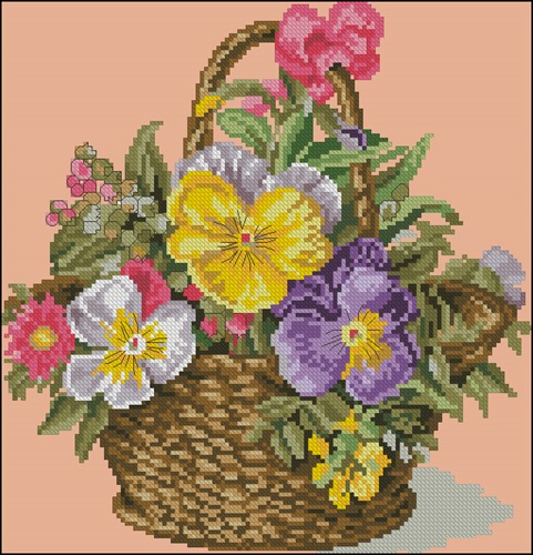 Корзинка с анютиными глазками