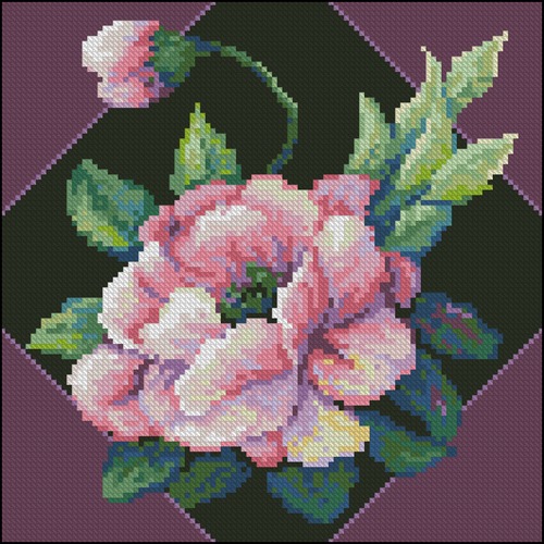 Pink Rose in a Diamond Frame