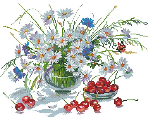 Ромашки и черешня