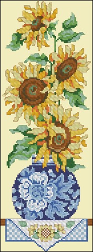 Sunflowers in a Blue Vase