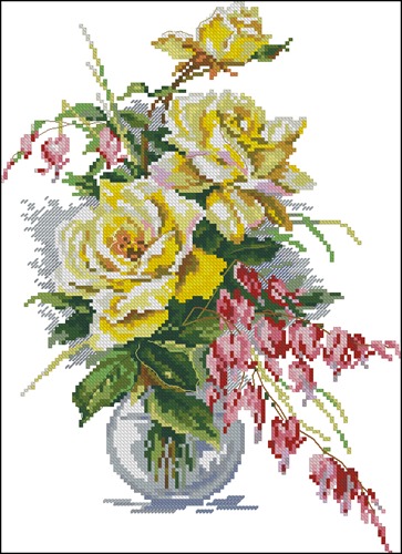 Yellow Roses and Bleeding Hearts