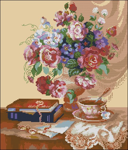 Floral Still Life with Tea