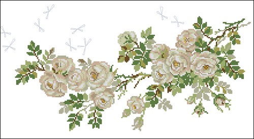White Roses and Dragonflies