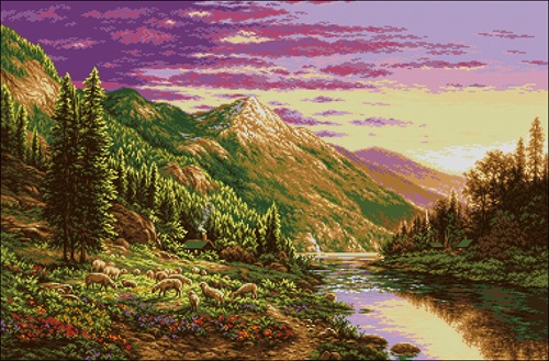 Mountain Landscape at Sunset