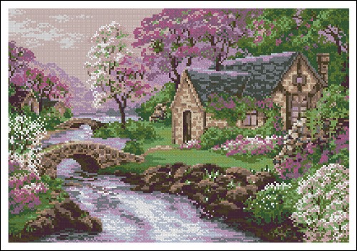 Spring Cottage by the Stream