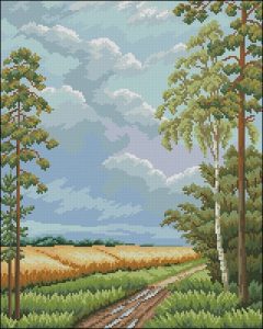 Country Road Through Wheat Field