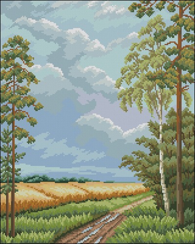 Country Road Through Wheat Field