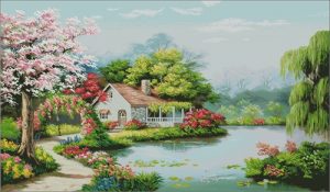 Stone Cottage with Blossom Tree