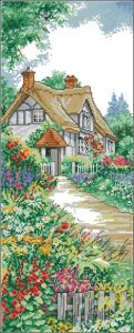Cottage with Blooming Flower Path