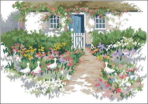 Cottage with Geese