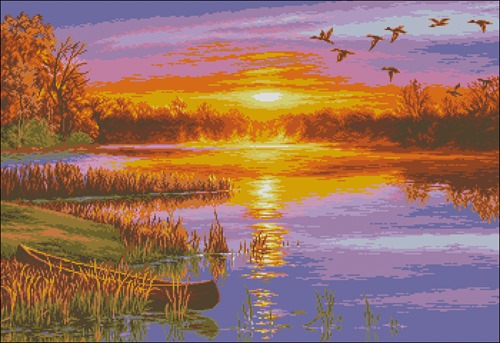 Sunset Over the River