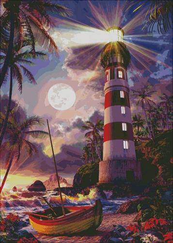 Moonlit Lighthouse Cove