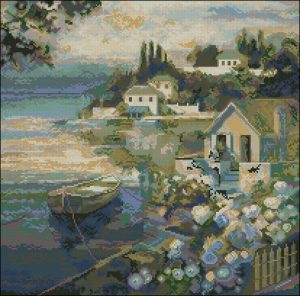 Mediterranean Cove with Rowboat Mediterranean Cove with Rowboat