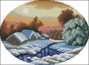 Oval Winter Landscape