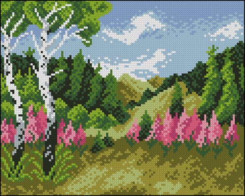 Birches and Wildflowers